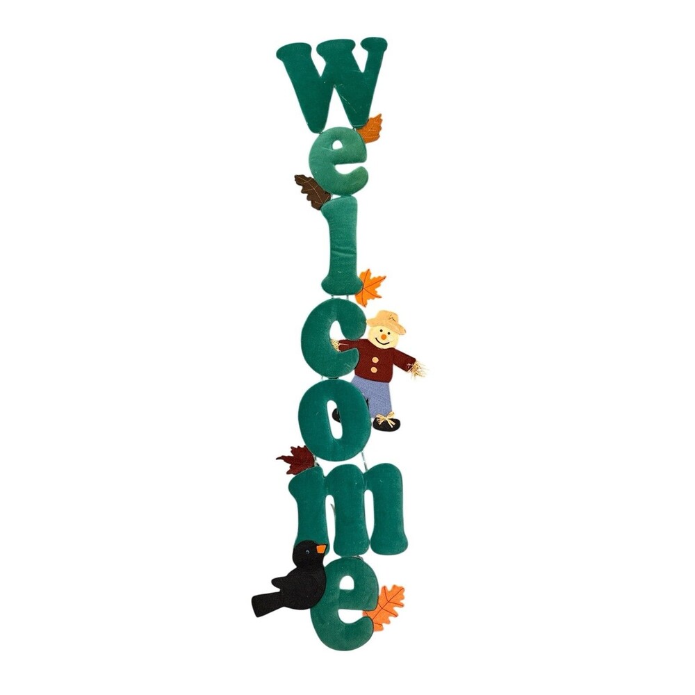 Vintage Fall Welcome Wall Hanging Door Hanging 43" Scarecrow Autumn
